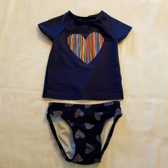 Cat & Jack 18 months 2 piece swim suit hearts - Picture 1 of 5